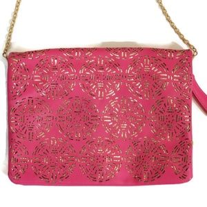 SALE 3/$15 JustFab Faux Pink & Gold Leather Purse
